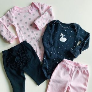 Carter’s Newborn Baby Girl Pink and Black Bundle